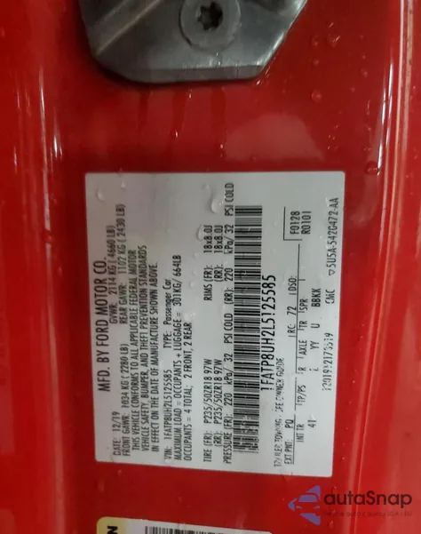 2020 Ford Mustang из США, поврежденный, VIN 1FATP8UH2L5125585